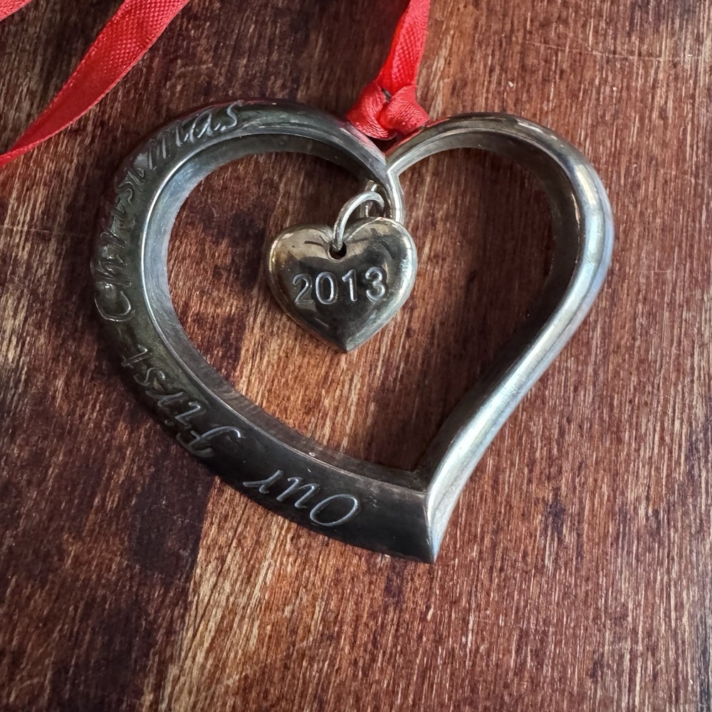 Lenox‎ Our First Christmas 2013 Silver Plated Heart Ornament